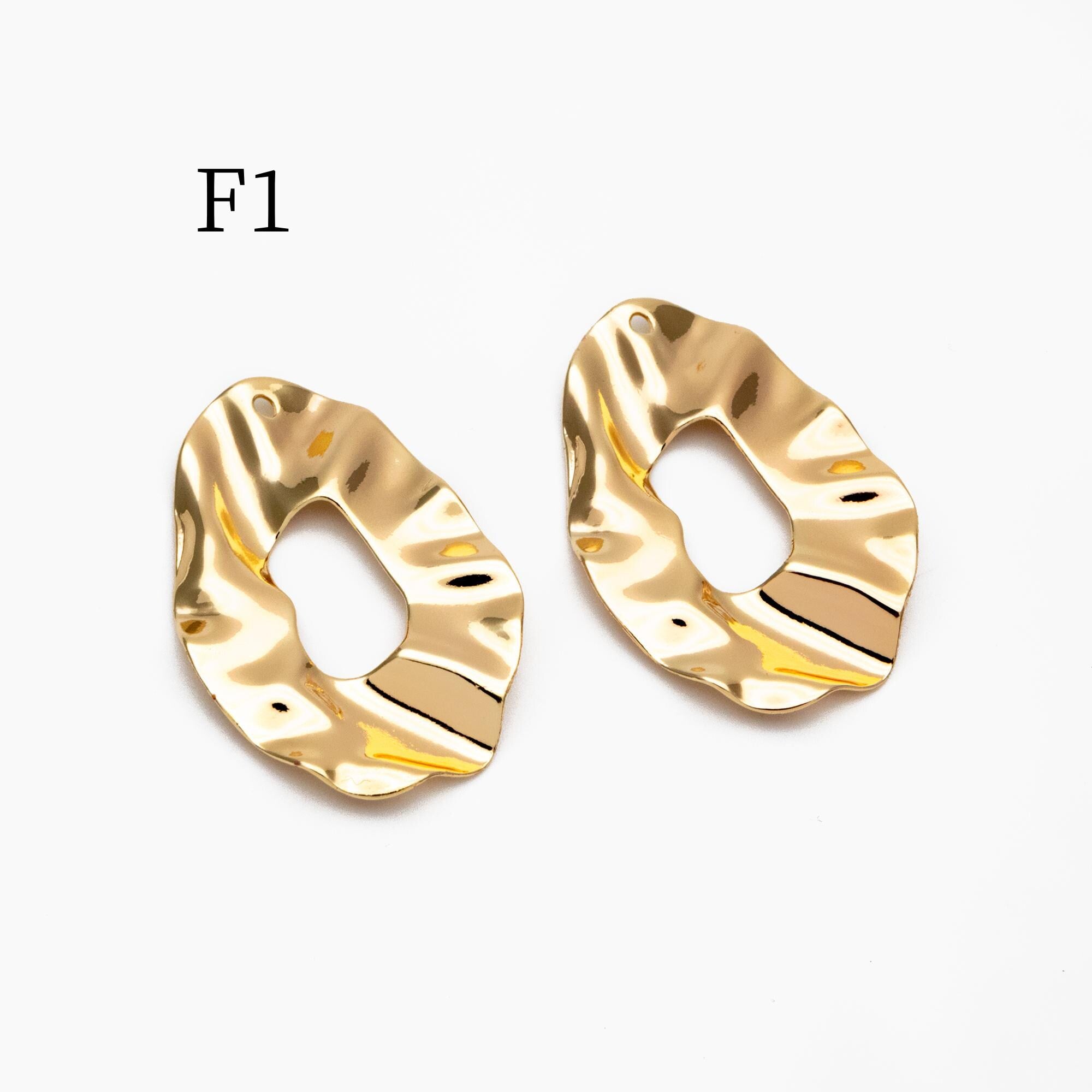 10pcs Gold/ Silver Tone Hammered Geometric Charms , Gold/ Rhodium plated Brass, Polished Earring Pendants (GB-402)